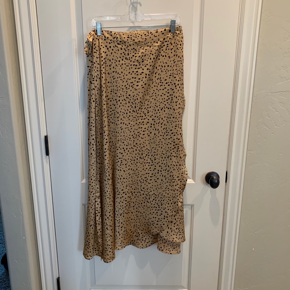 Silky cheetah wrap skirt